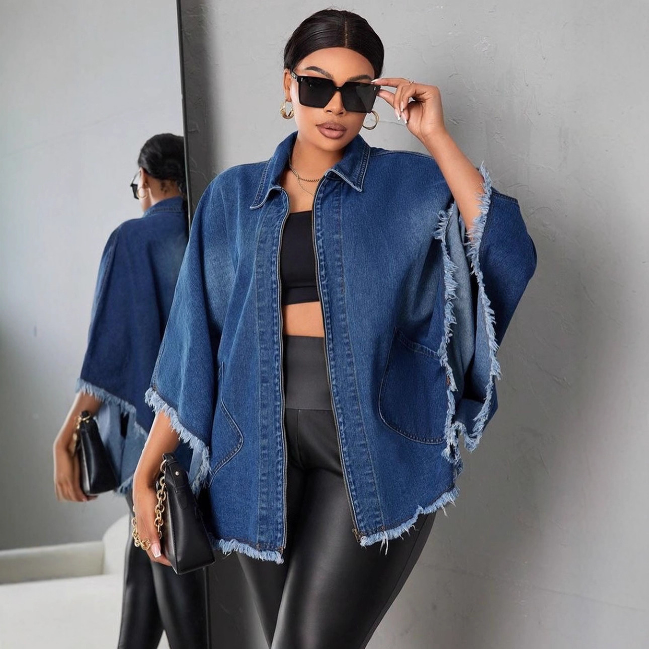 Street Fashion Winter 2025 - Plus Size Zipper Jean Jacket Women