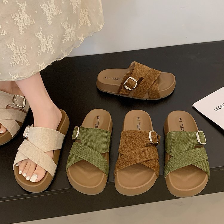 Street Fashion For 2026 - Thick Heel Fashion Cross Band Sandals