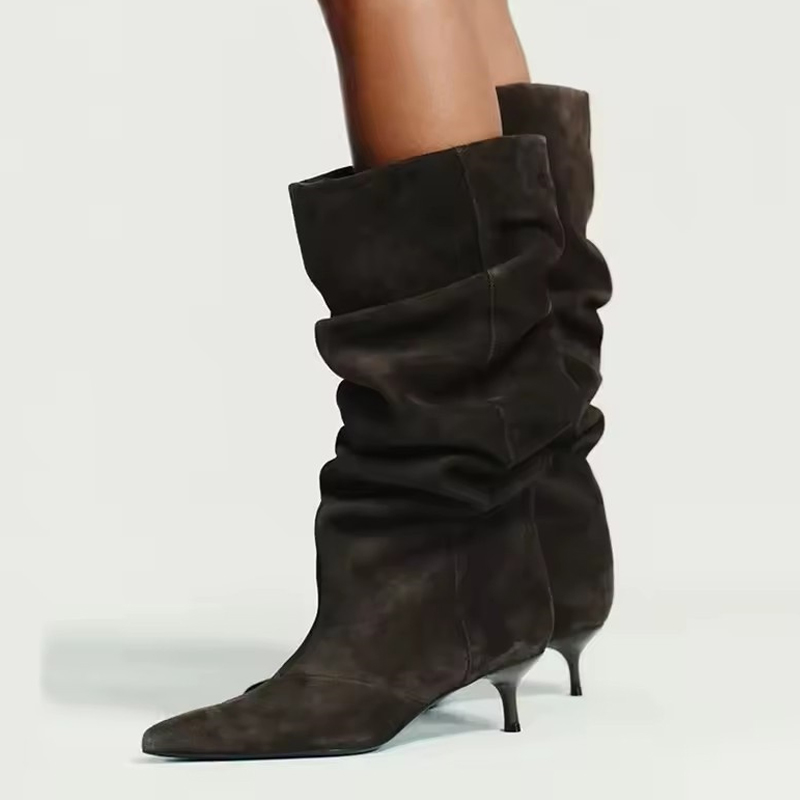 Street Fashion Style - Liyke Runway Fashion Pleated Suede Knee