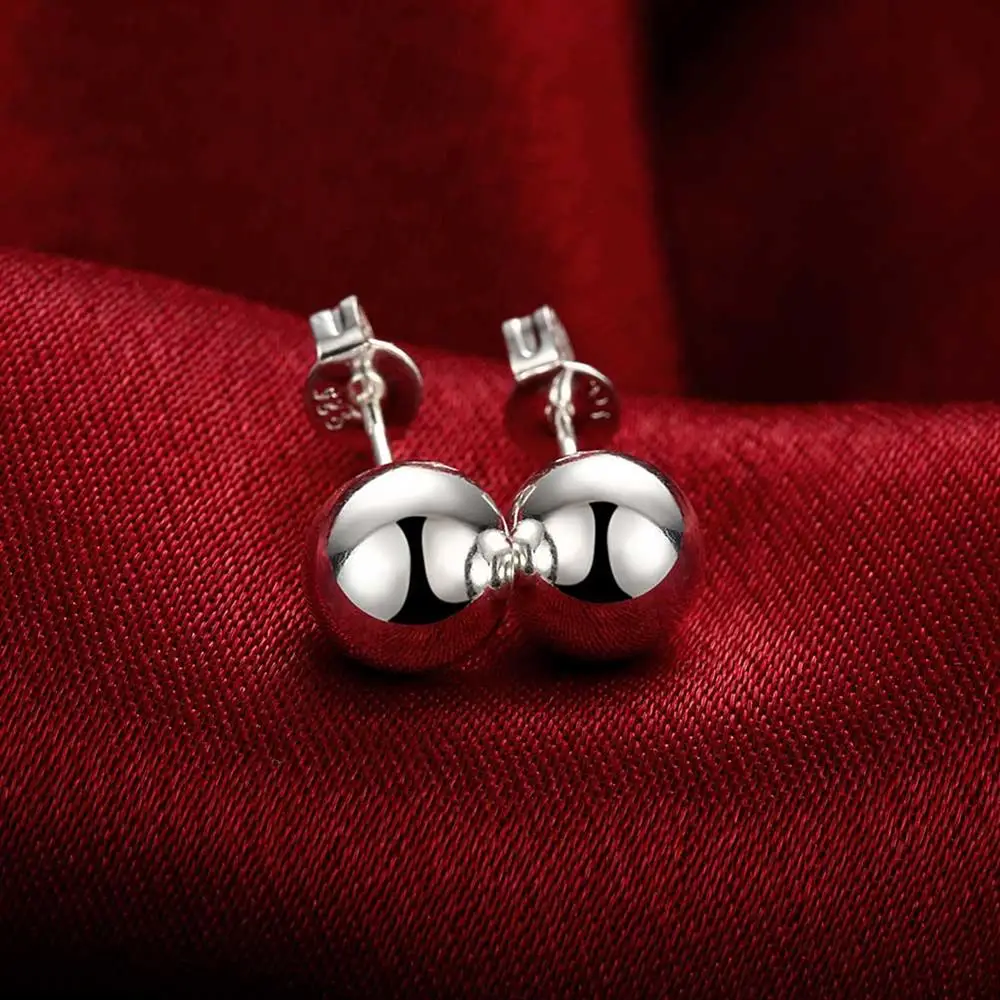 925 Sterling Silver classic 8m - Street Fashion Earrings review and price