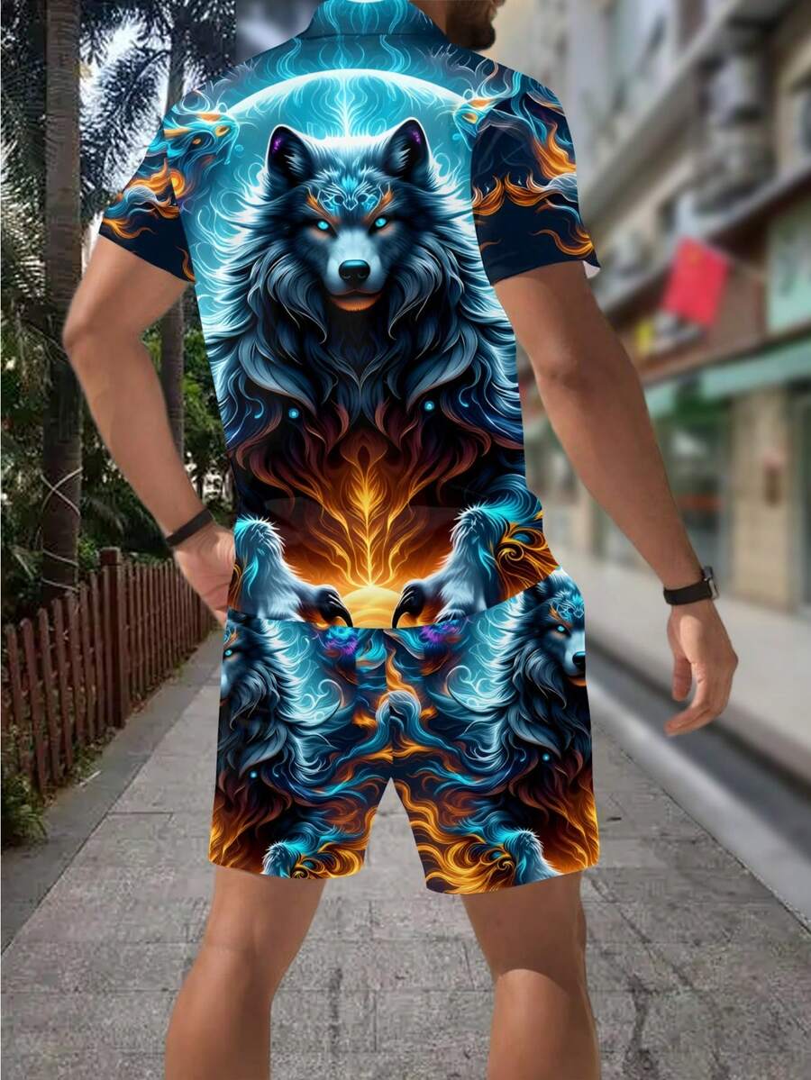 Men's Fashion 3D Wolf Print Zi - Street Fashion Style review and price