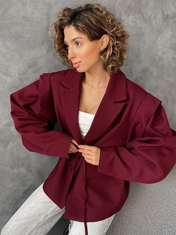 Retro Brown Belted Blazer Coat - Street Fashion Winter 2025 review and price
