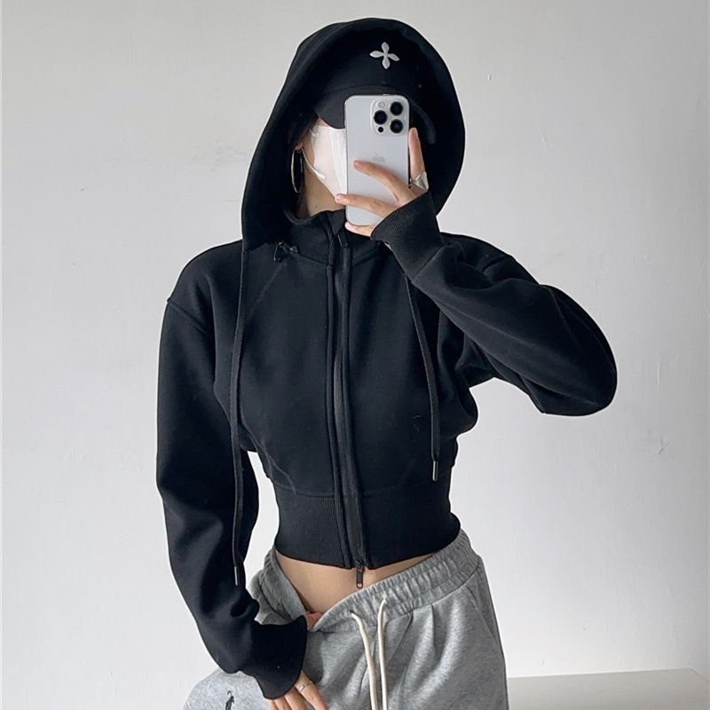 Women Crop Hoodie Sweatshirts  - Street Fashion Zip Up Hoodie review and price