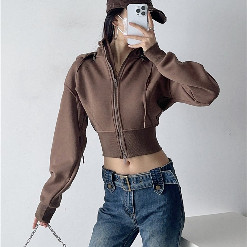 Women Crop Hoodie Sweatshirts  - Street Fashion Zip Up Hoodie review and price