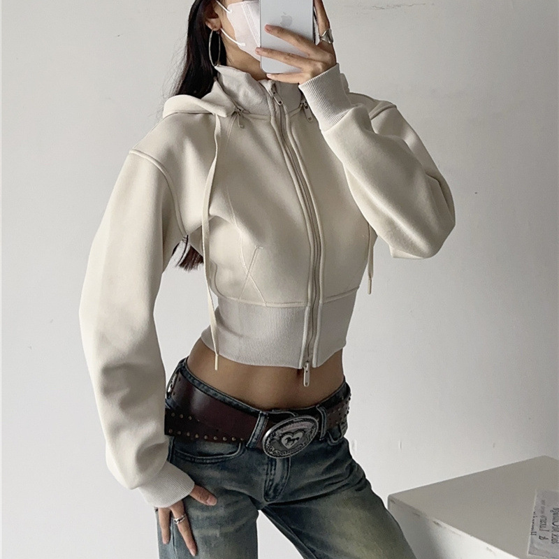 Women Crop Hoodie Sweatshirts  - Street Fashion Zip Up Hoodie review and price