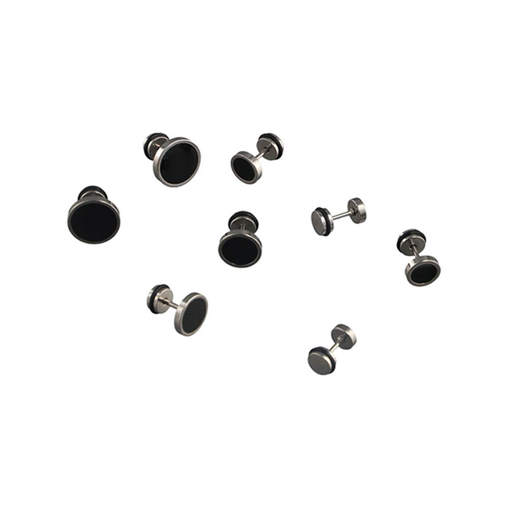 Korean Style Round Black Stud  - Street Fashion Earrings review and price