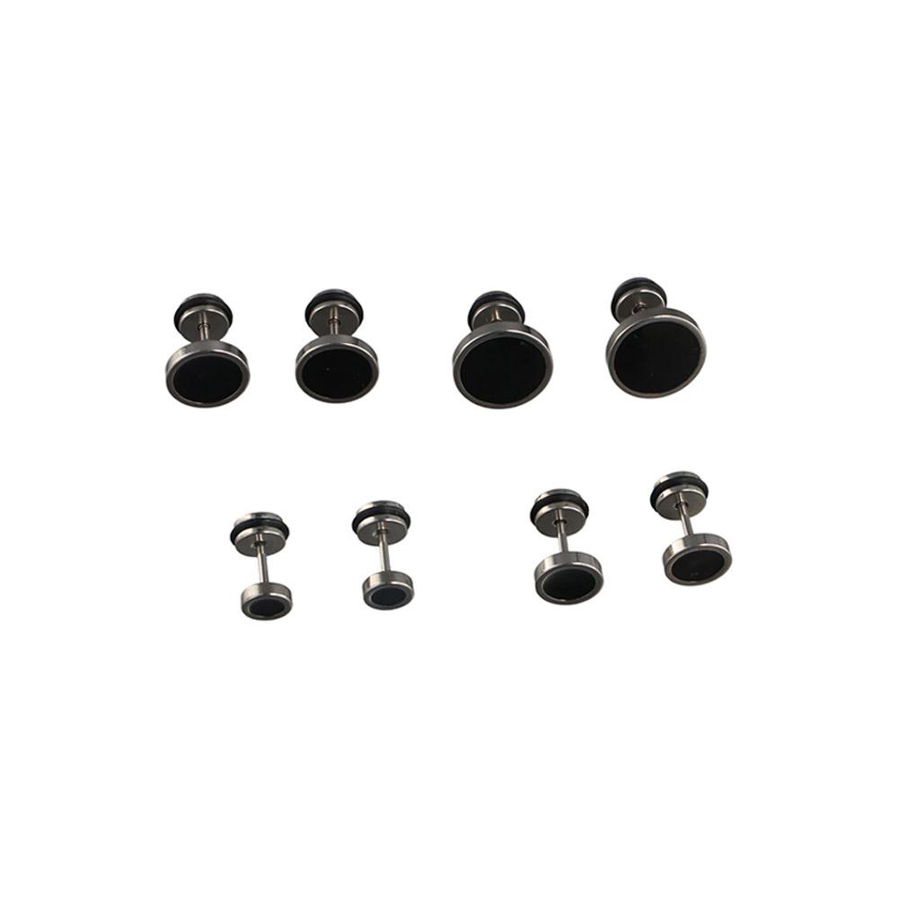 Korean Style Round Black Stud  - Street Fashion Earrings review and price