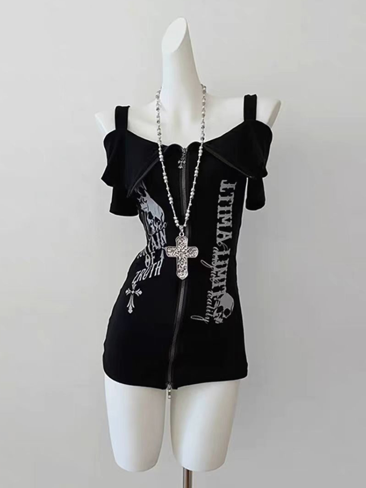 Gothic Black Y2K Subculture Sk - Street Fashion Zip Up Hoodie review and price