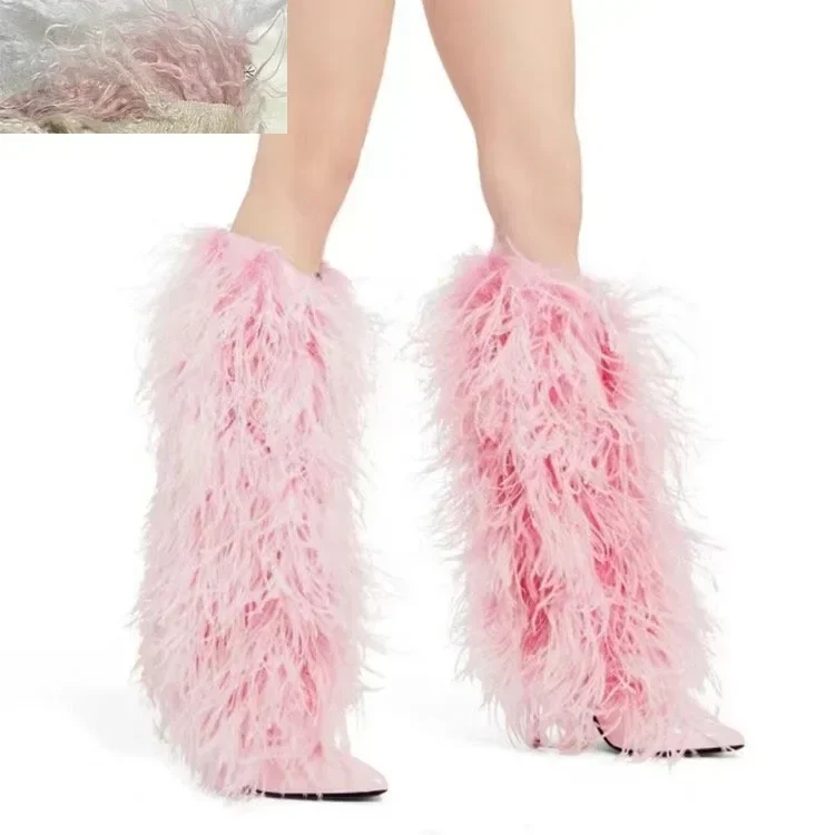 Imitation Wool Knee High Boots - Street Fashion Magazines review and price