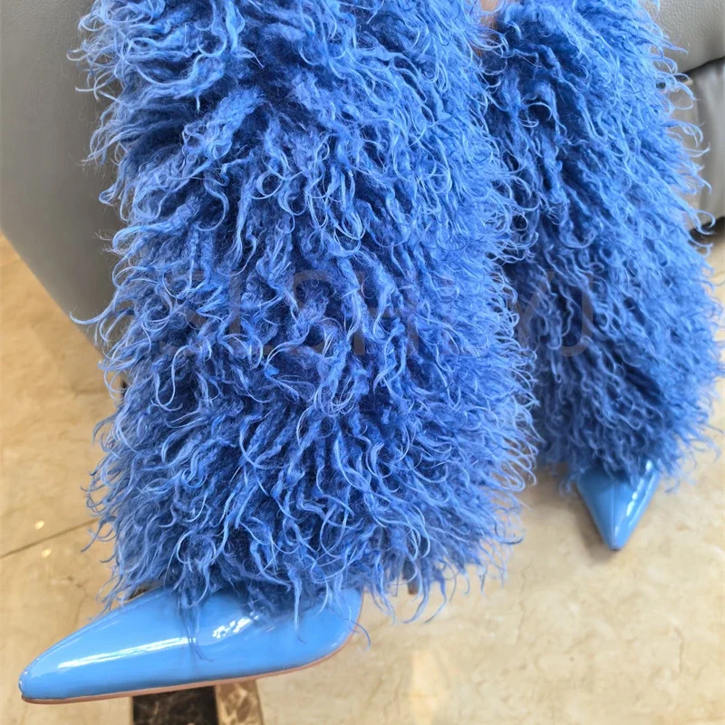 Imitation Wool Knee High Boots - Street Fashion Magazines review and price