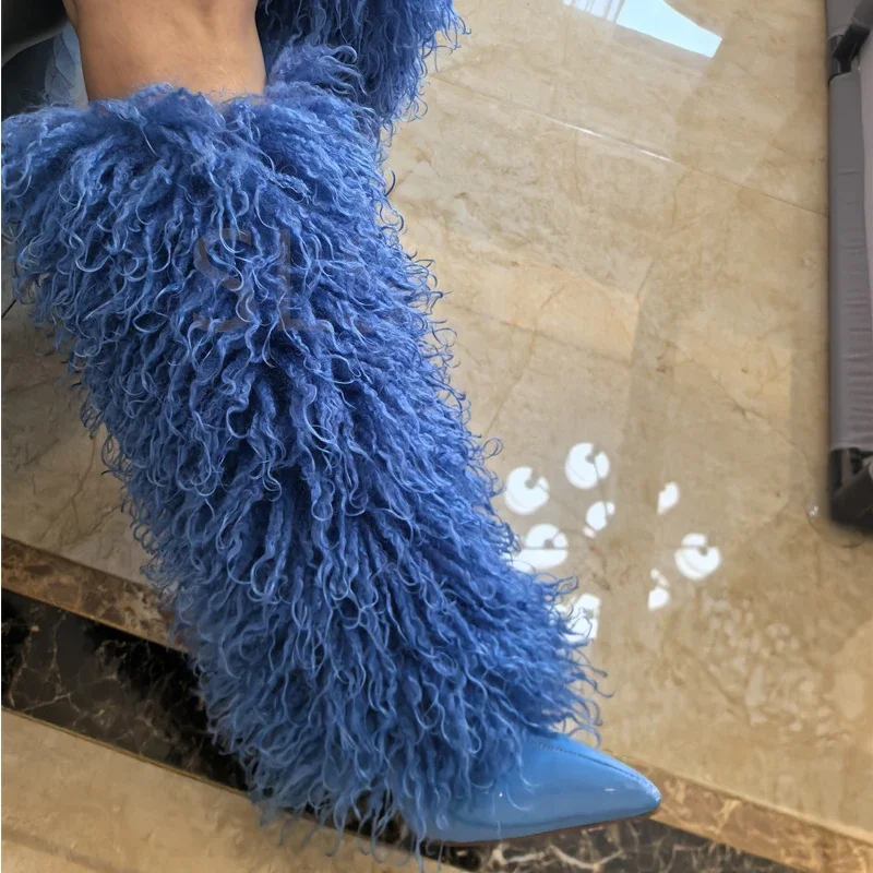 Imitation Wool Knee High Boots - Street Fashion Magazines review and price