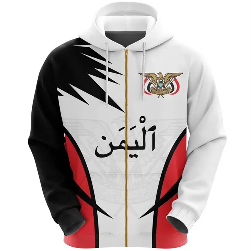 Vintage Men's Hoodie Yemen Fla - Street Fashion Zip Up Hoodie review and price
