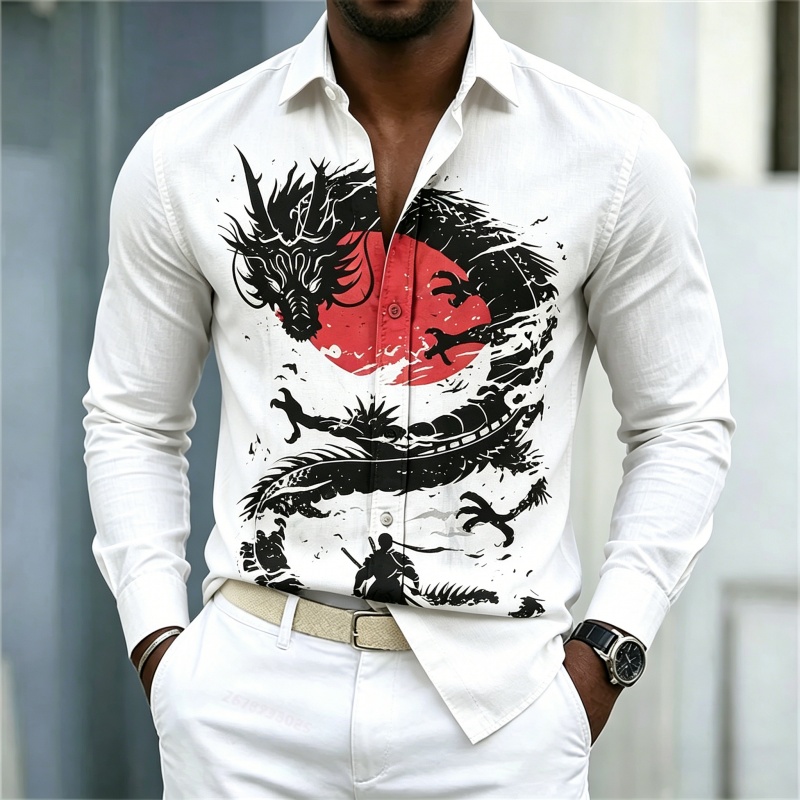 2026 New Men's Shirt White Bla - Street Fashion For 2026 review and price