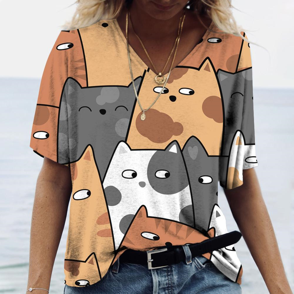 Fashion V-neck Women's T-Shirt - Fashion Street Cat review and price