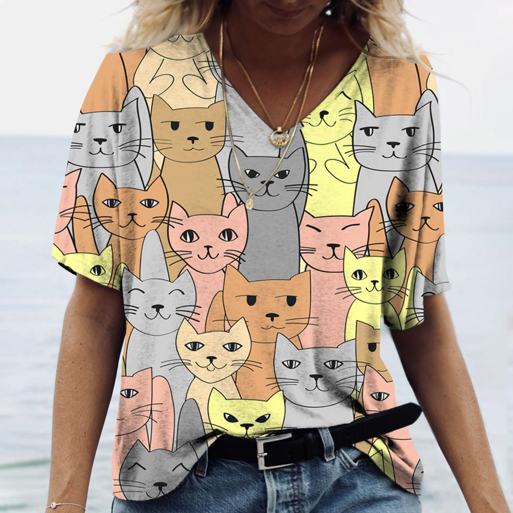 Fashion V-neck Women's T-Shirt - Fashion Street Cat review and price