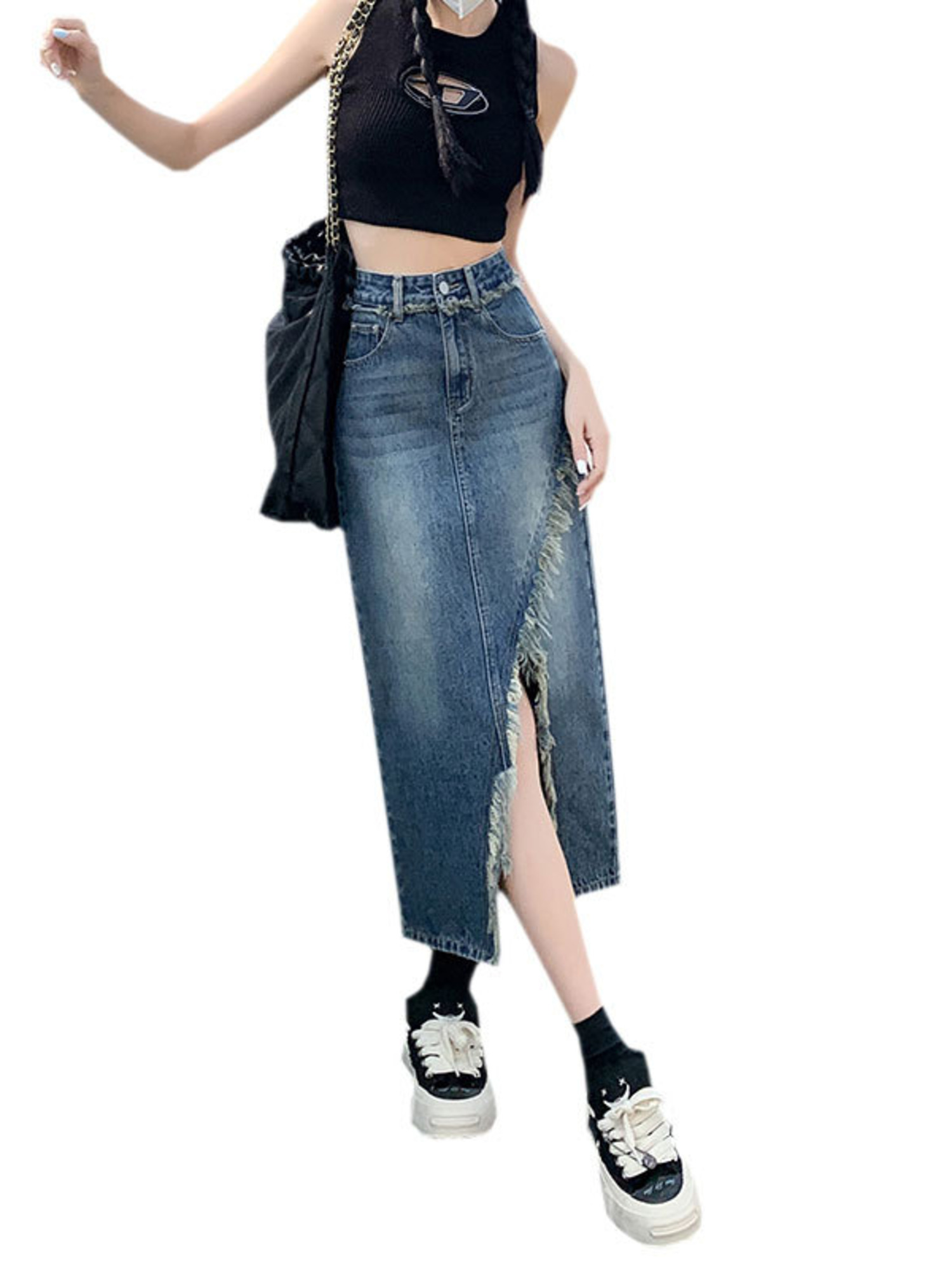 Women's High Waist Denim Skirt - Street Fashion Vintage review and price