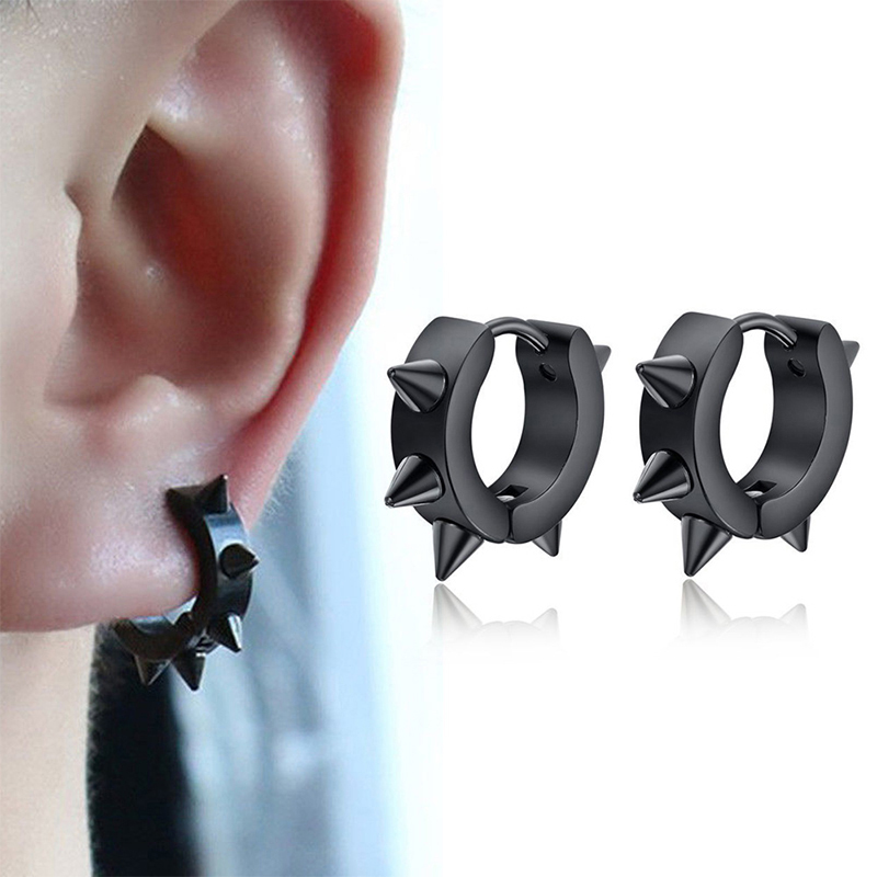 6 Pairs Black Unisex Earrings  - Street Fashion Earrings review and price