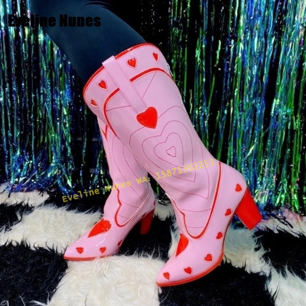 Pink Heart Space Cowgirl Boots - Street Fashion Female review and price