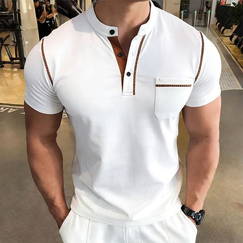 New Summer Men's Henry Collar  - Street Fashion Style review and price