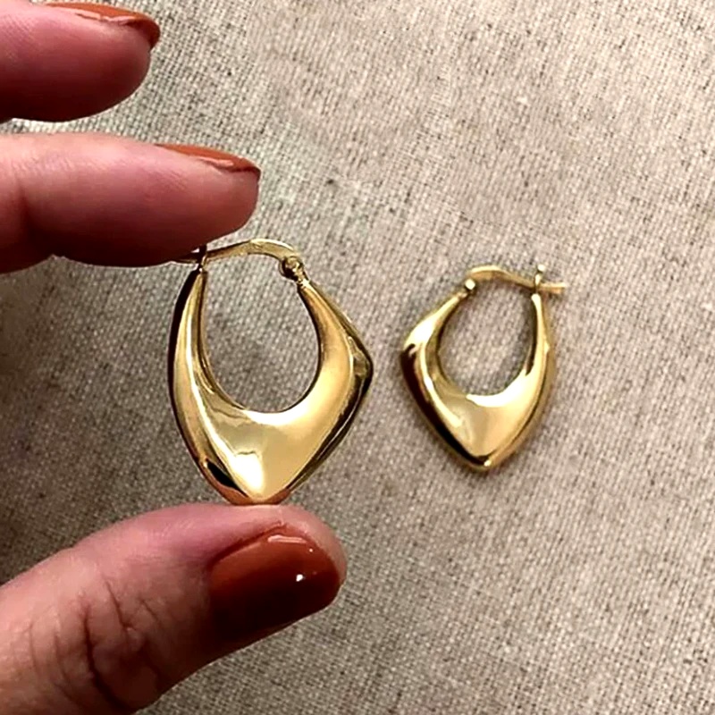 Minimalist Geometric Metal Hoo - Street Fashion Outfit Girl review and price