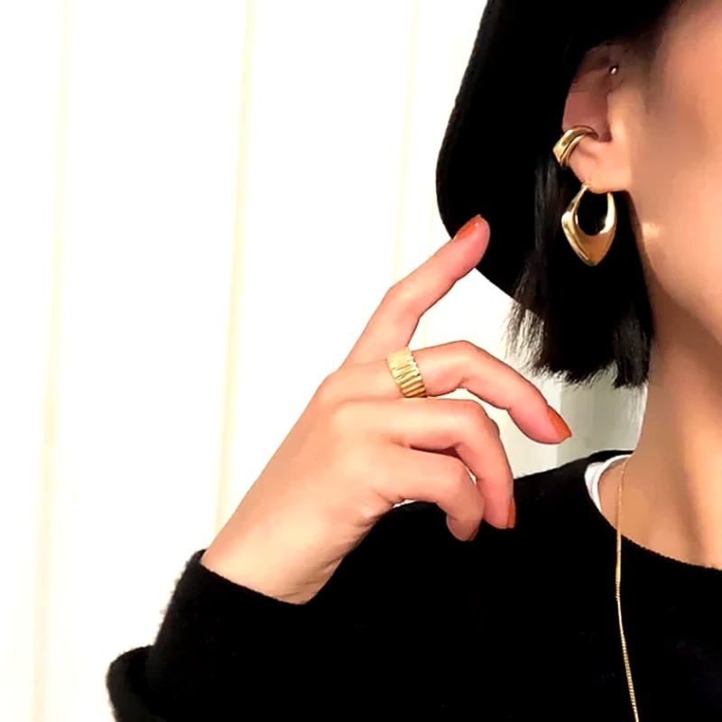 Minimalist Geometric Metal Hoo - Street Fashion Outfit Girl review and price